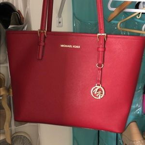 Michael kors red tote purse handbag